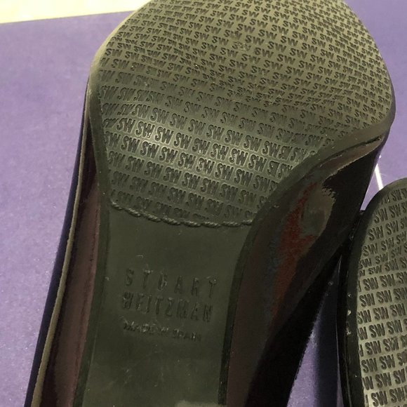 Stuart Weitzman Avignon Grape Soft Patent Peep Toe Heels - Size 7B - Picture 6 of 10